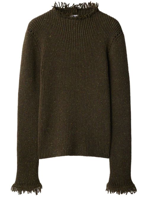 Frayed wool jumper - Brown