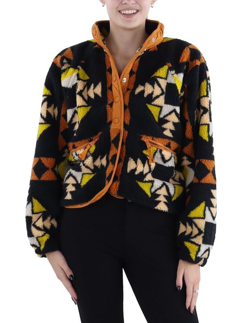 Womens Sherpa Zip Pockets Fleece Jacket