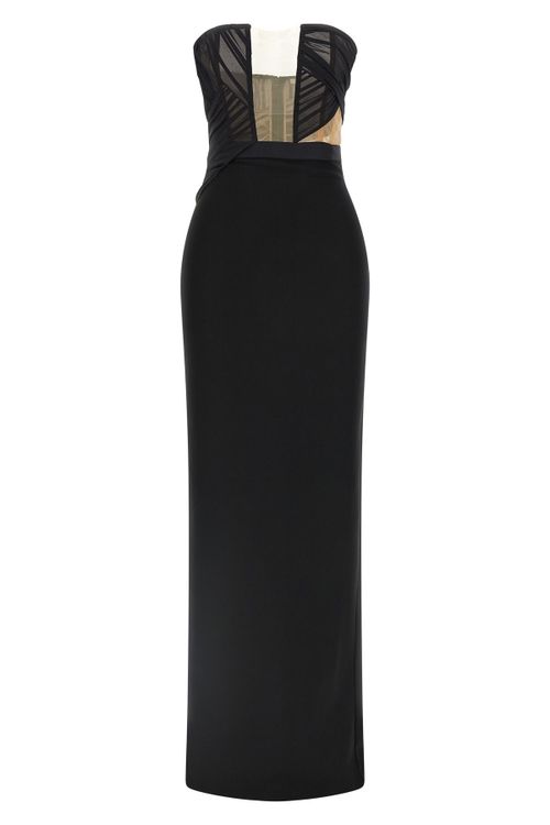 'Corsetted Draped Maxi' Dress
