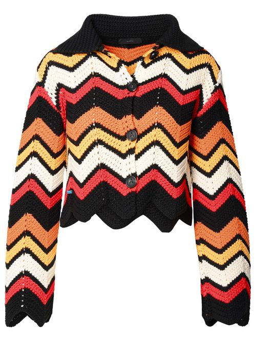 Kaleidoscopic Multicolor Cotton Blend Cardigan