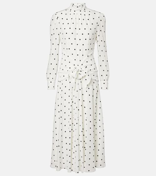 Polka-dot silk midi dress