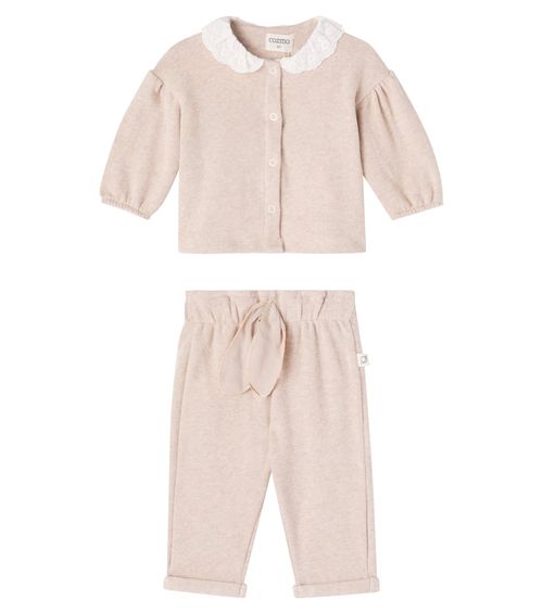 Baby cotton-blend cardigan and sweatpants set