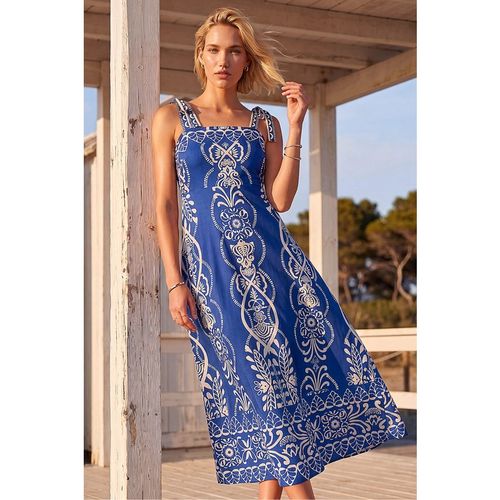 Roman Womens Abstract Midi Dress - Blue
