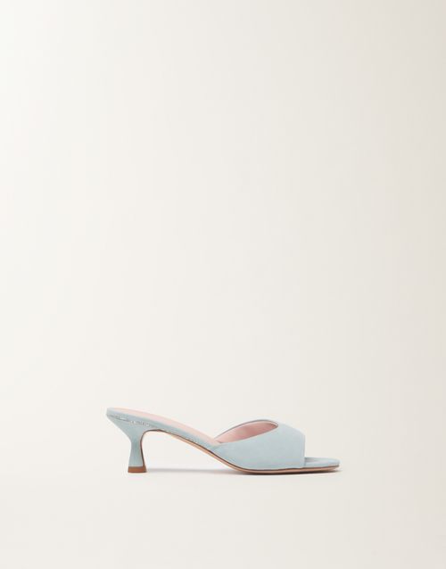 Suede mules, aqua
