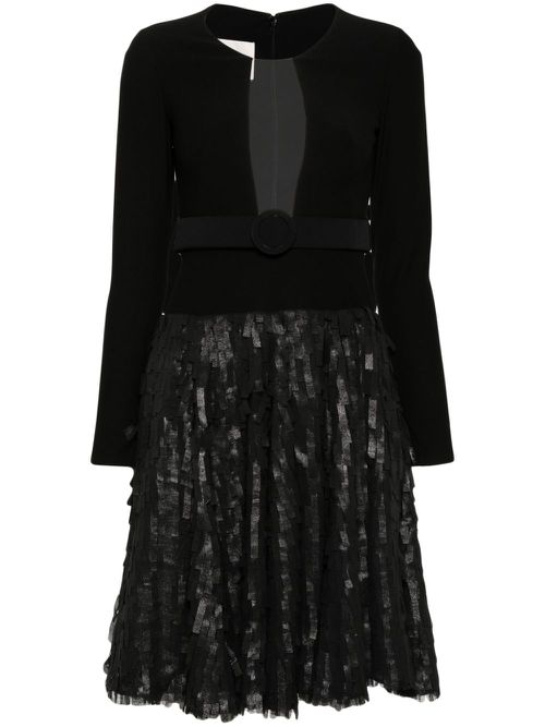 Belted fringed midi dress - Black
