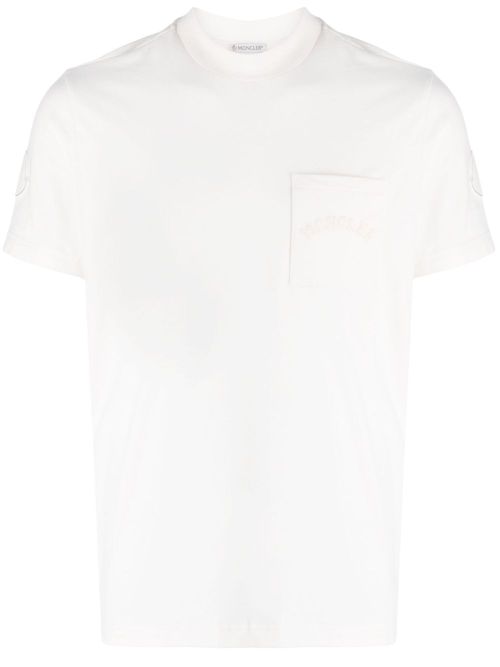 Logo-embroidered cotton-blend T-shirt - White