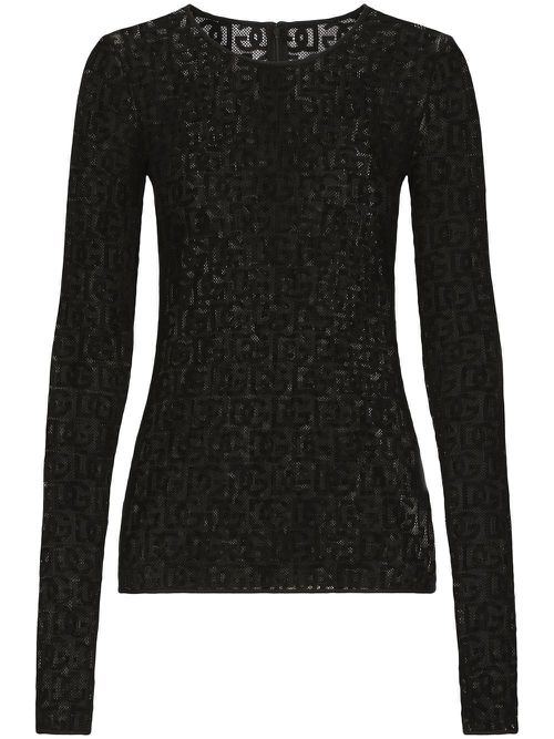 Long-sleeve lace T-shirt - Black