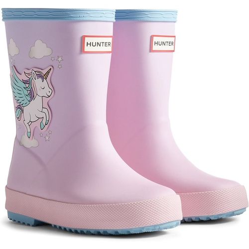 Hunter Kids First Unicorn Print Boot Rubber Girls's Blue Frost/ Parfait Pink Wellington Boot