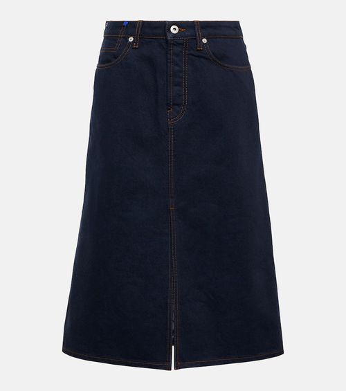 High-rise denim midi skirt