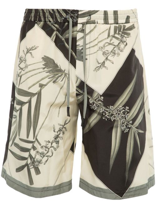Graphic-print silk shorts - Neutrals