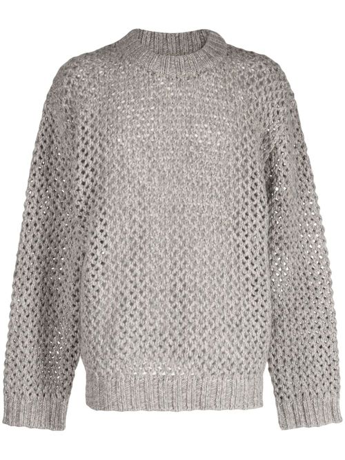 Open-knit merino wool jumper - Grey