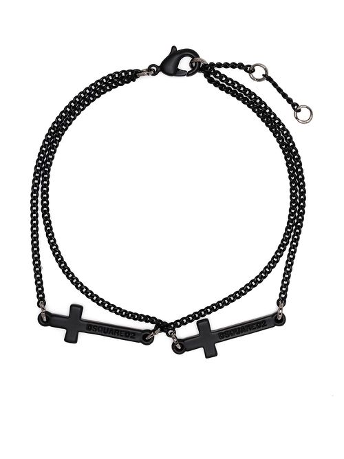 Layered cross charm bracelet - Black
