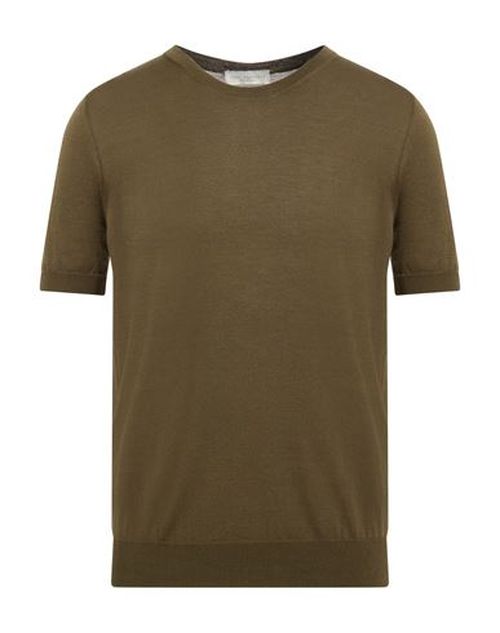 Man Sweater Military green Size 42 Cotton