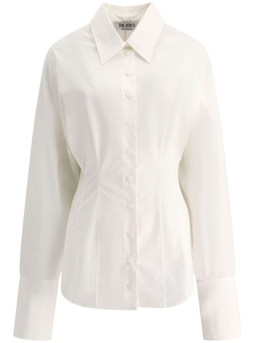 Fitted waistline classic collar shirt - White