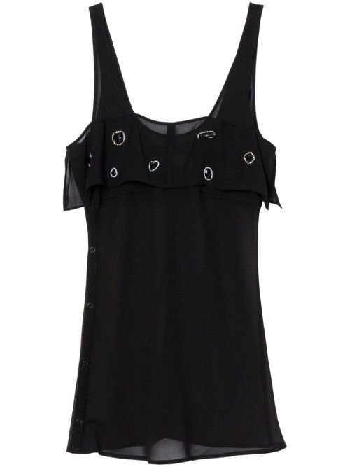 Gemstone-embellished silk tank top - Black