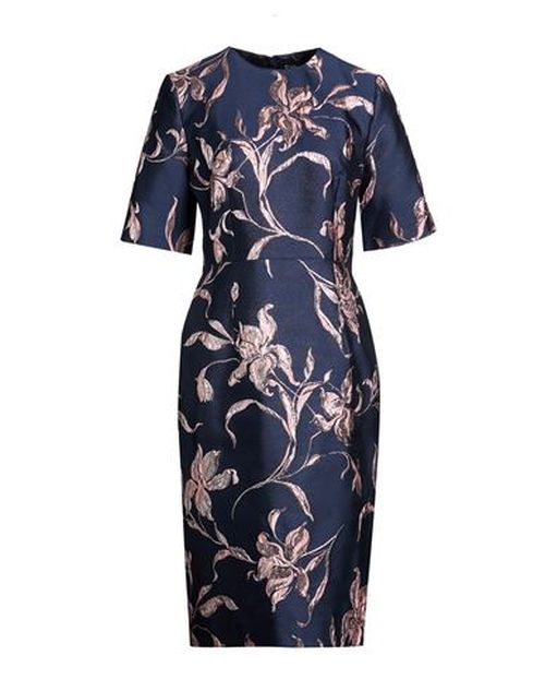 Woman Midi dress Midnight blue Size 10 Polyester, Silk, Metallic Polyester, Polyamide