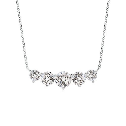 Angara 1.0 Carat Graduated Five Stone Round Diamond Necklace in 14K White Gold