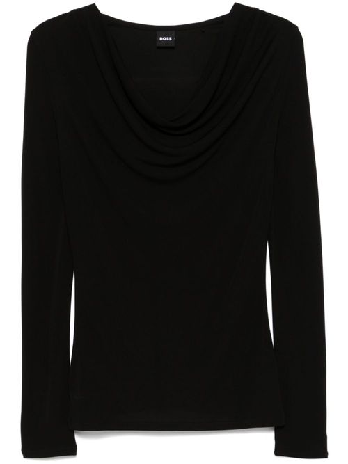 Cowl-neck crepe top - Black