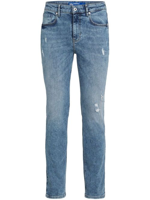 Distressed-effect mid-rise skinny jeans - Blue