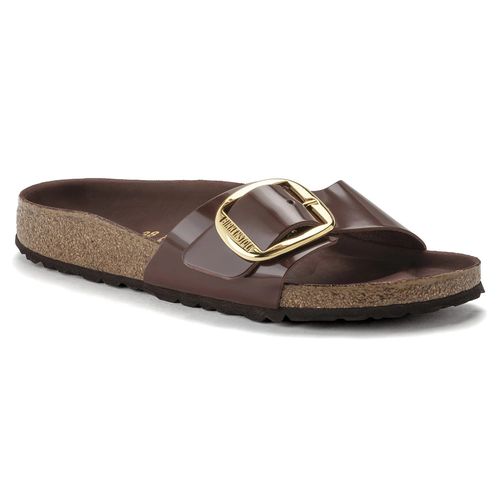 Madrid Big Buckle Natural Leather Patent Chocolate