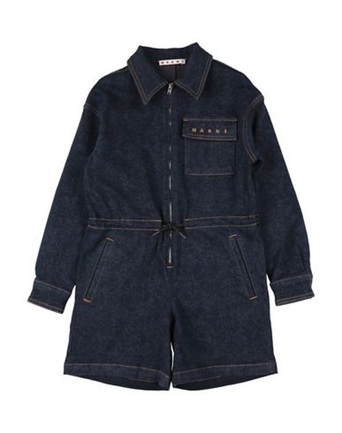Kid Girl Playsuit Blue Size 14 Cotton, Elastomultiester, Elastane
