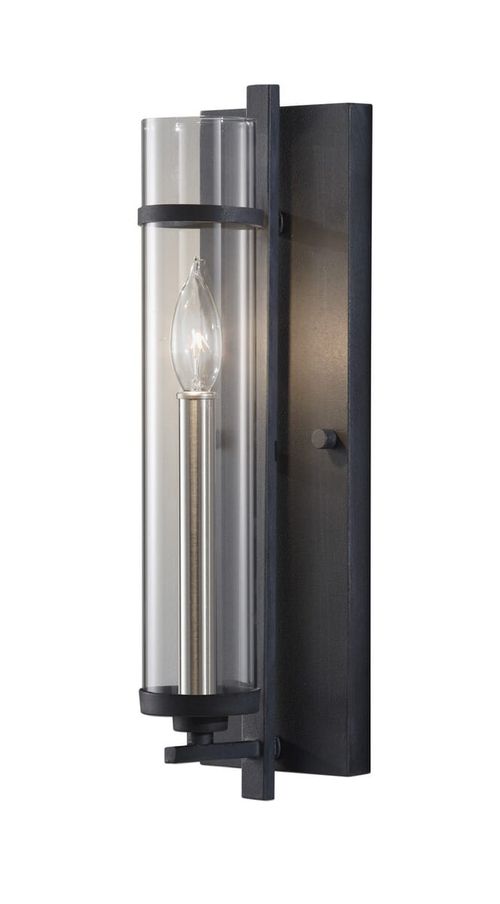 Antique Forged Iron Brushed Steel One Light Wall Sconce from the Ethan Collection