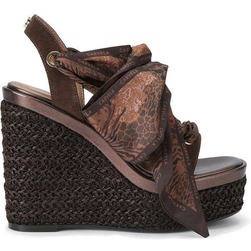 Carvela 'sorrento Scarf Wedge' Suede Heels In Brown