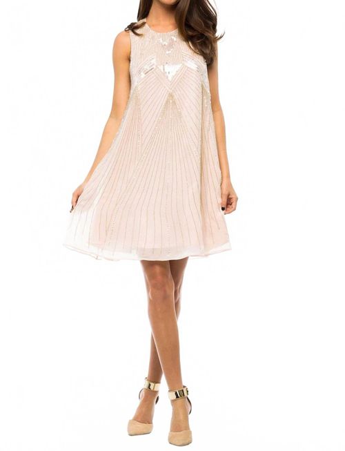 Peony Embellished Sequin Mini Dress In Blush Crystal
