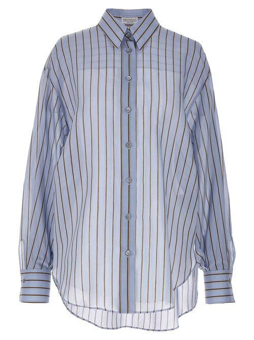 -Striped Shirt Camicie Celeste-Donna