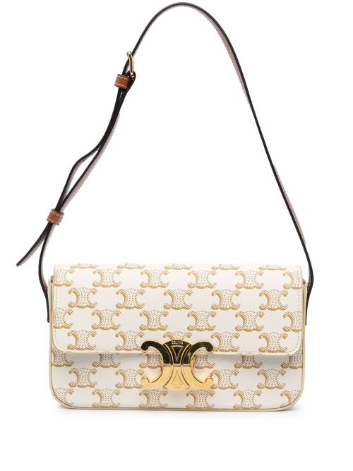 2021 Triomphe Claude Coated Canvas shoulder bag - White