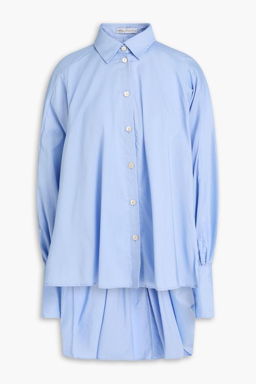 Asymmetric cotton-blend shirt - Blue - L