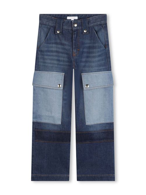 Patchwork cargo jeans - Blue
