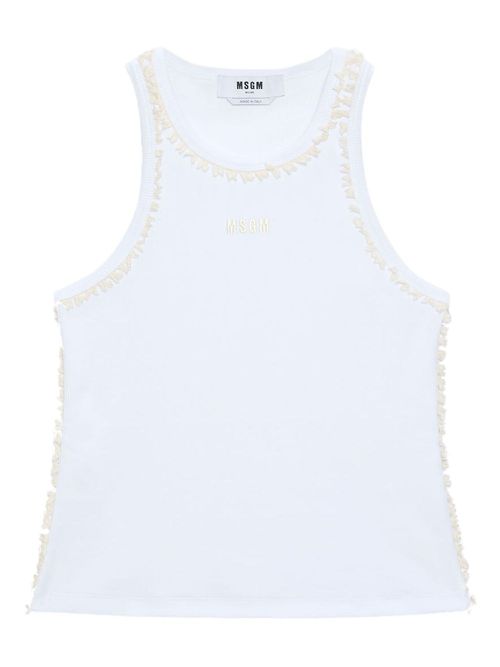 MSGM logo-embroidered tank top - White