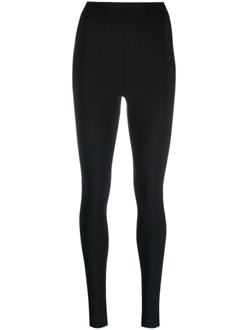 High-Waist Zipped Leggings — Black