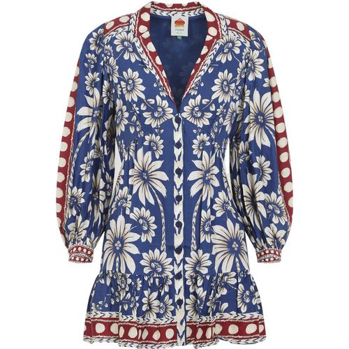 Farm Rio Luna Blue Long Sleeve Mini Dre