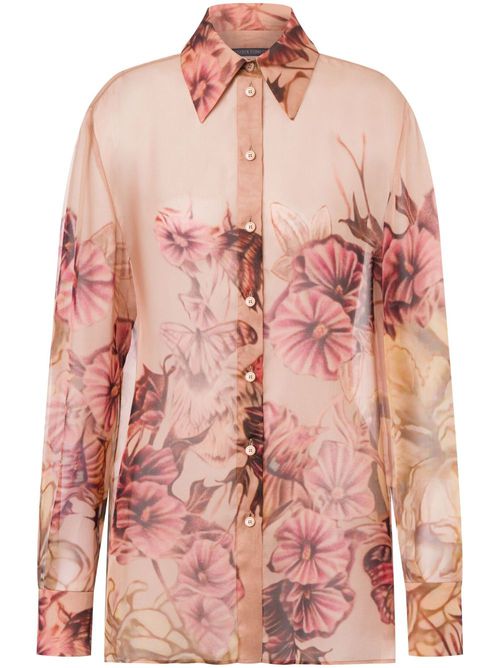 Tattoo-print silk shirt - Pink
