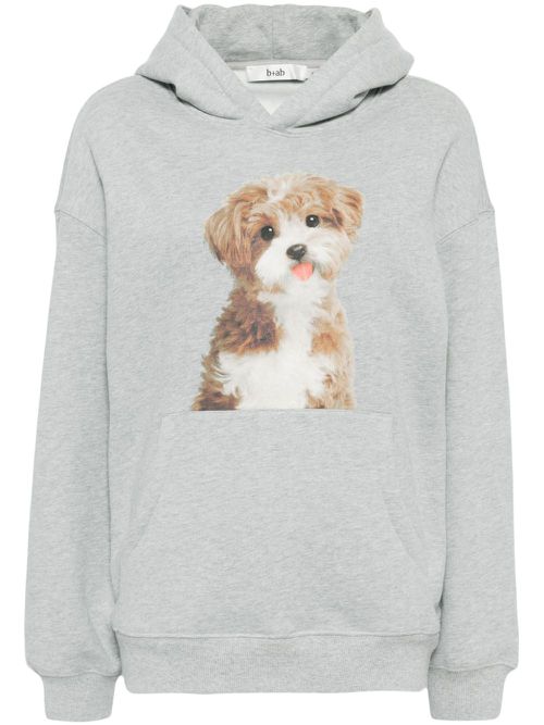 Puppy-print hoodie - Grey