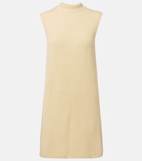 Oversized ribbed-knit wool vest
