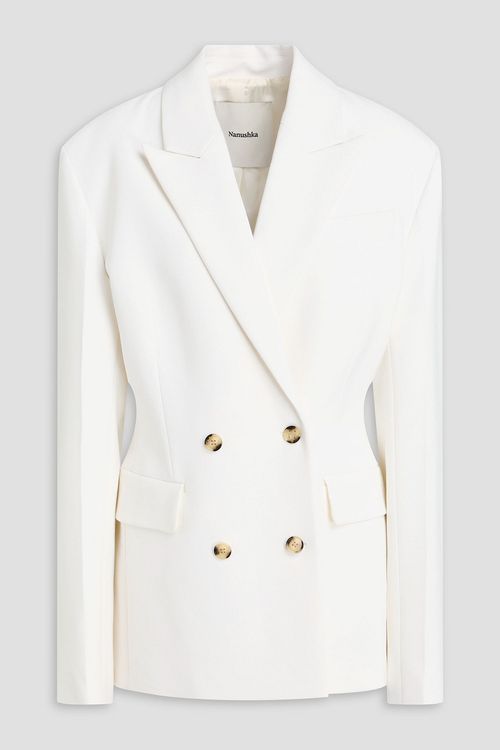Double-breasted crepe blazer - White - L
