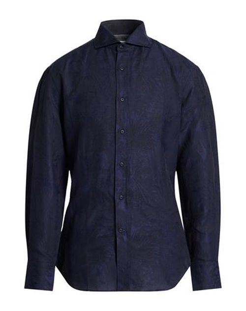 Man Shirt Navy Size L Cotton, Linen