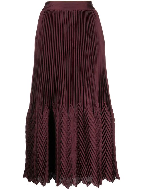 Marta pleated midi skirt - Red