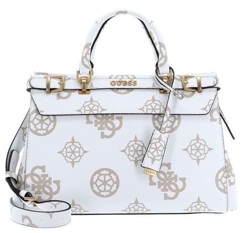 GUESS Sestri Logo Luxury Satchel White Logo, White logo.