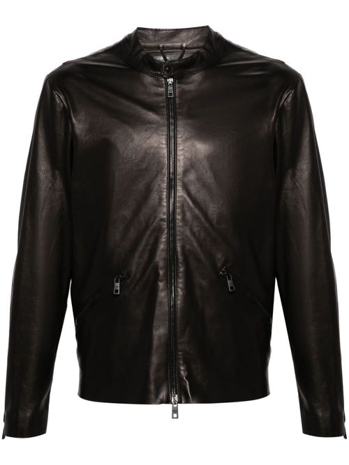 Zip-up leather jacket - Black