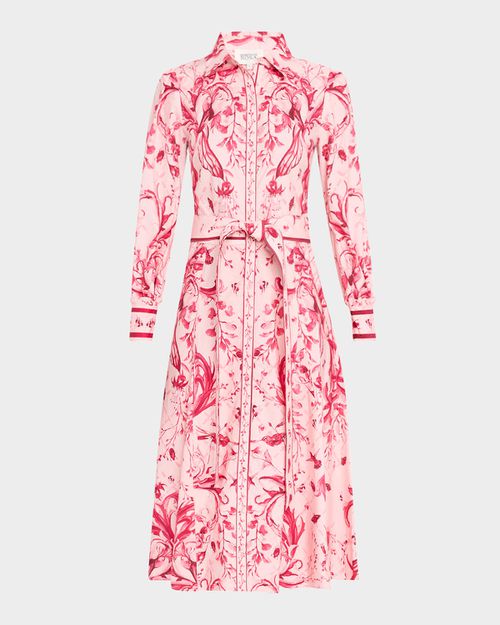 Floral-Print Cotton Midi Shirtdress