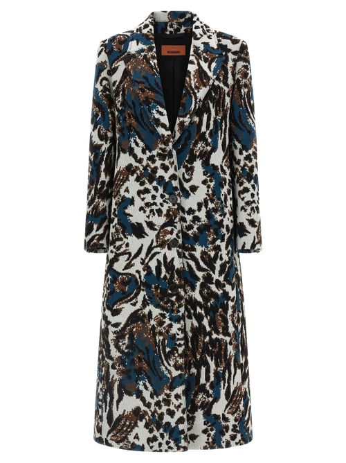 Animalier Wool Jacquard Coat — Multicolor
