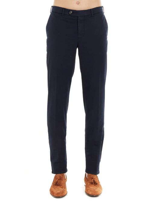 -Flat Front Pantaloni Blu-Uomo