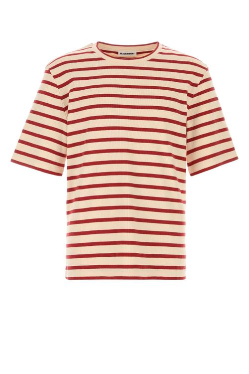 Striped Cotton T-Shirt — Red