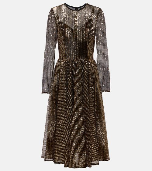 Sequined tulle midi dress