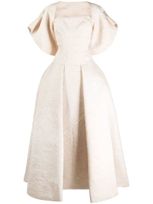 Brocade-effect maxi ball dress - Neutrals