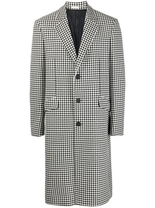 Houndstooth single-breasted coat - Black